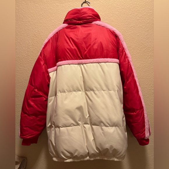 New Gucci x Adidas Logo Pink Puffer Fleece Double Sided Jacket Size 42 / US L - Picture 14 of 16